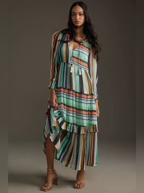 Anthropologie The Marais Printed Chiffon Maxi Dress